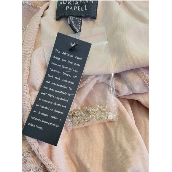 Adrianna Papell Sleeveless Beaded Formal Gown, Blush Pink, Womens Size 4 - Picture 7 of 9